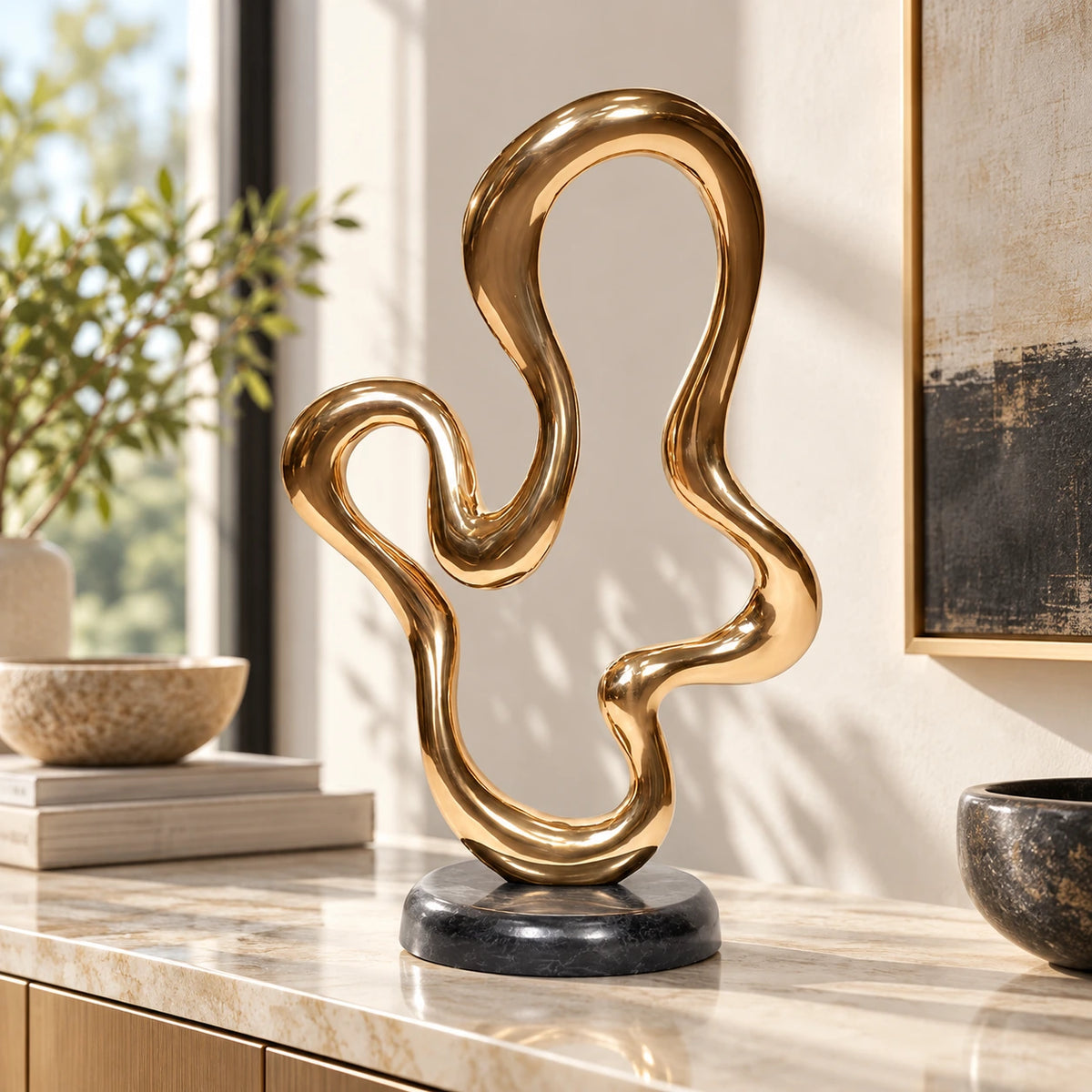 Küçük Bronz Kaplama Soyut Heykel