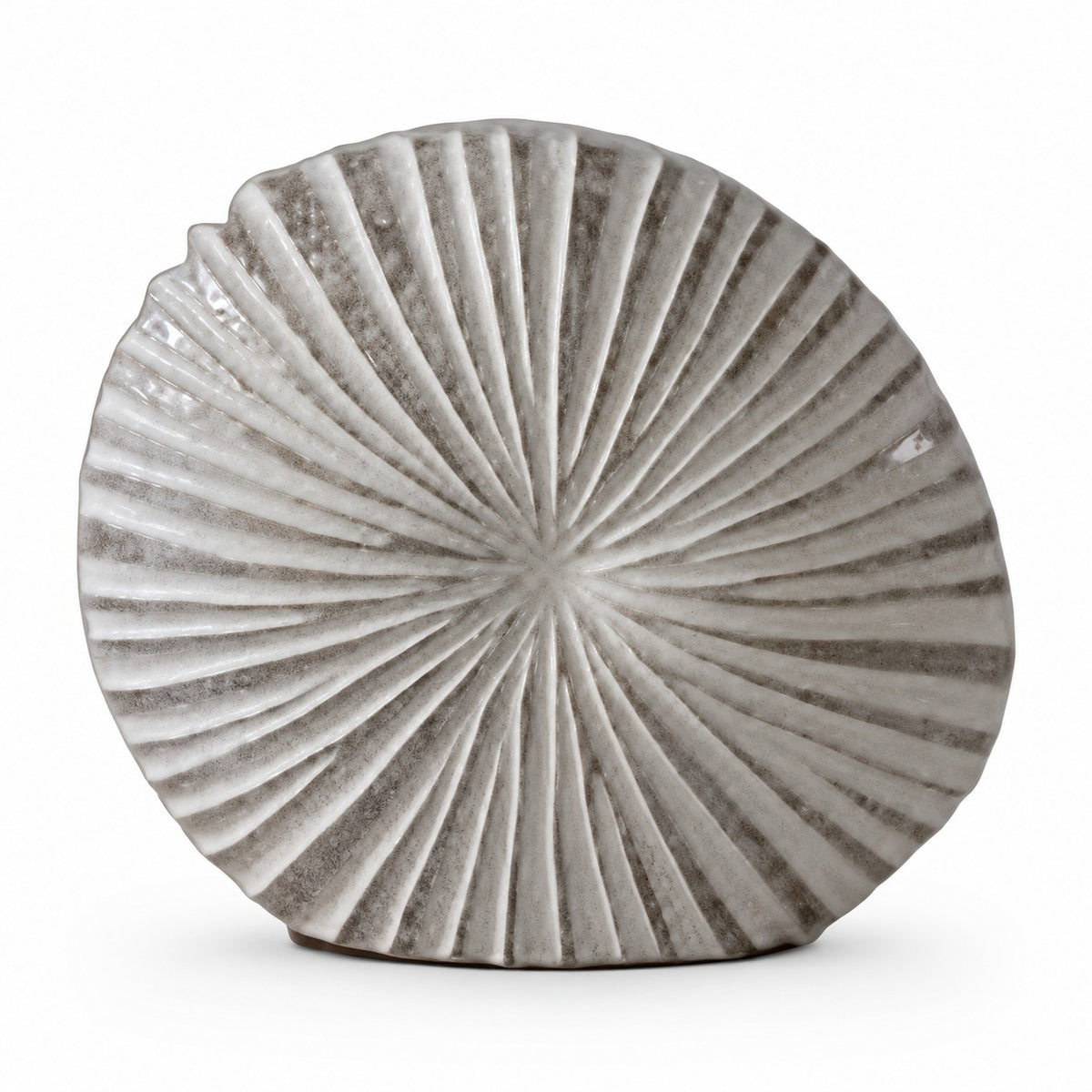 Işınsal Yivli Yuvarlak Beyaz Polyresin Vazo – YZ02634W-3SI