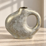 Küçük Halka Formlu Gri Seramik Vazo