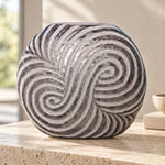 Spiral Desenli Yuvarlak Polyresin Vazo – YZ04462W-2SI