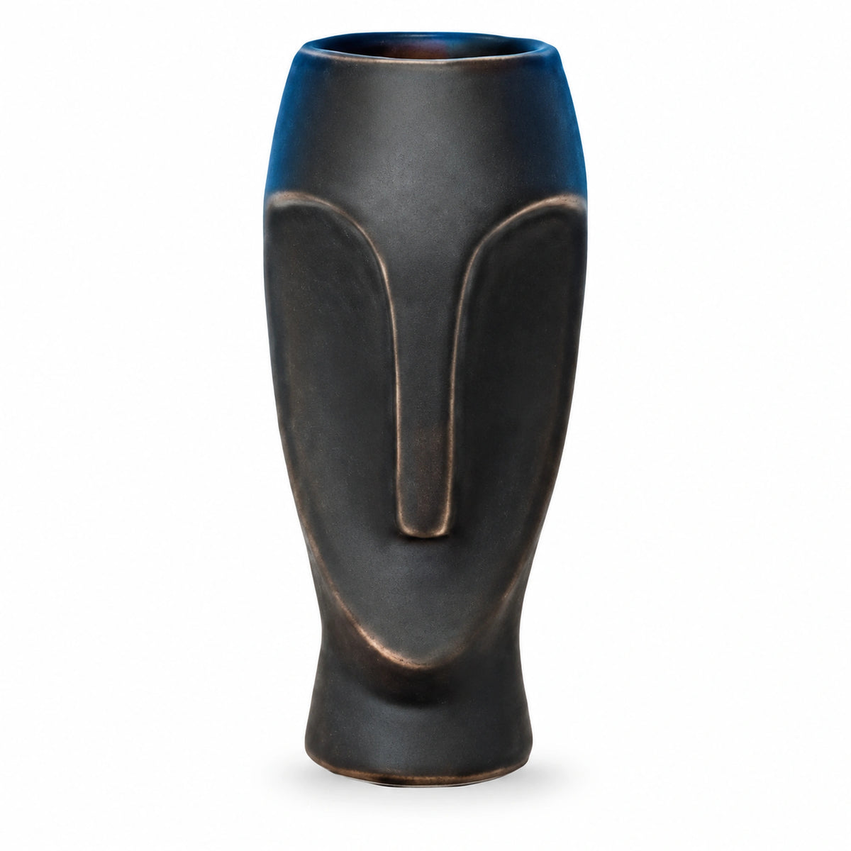 Yüz Figürlü Siyah Polyresin Vazo – YZ04482BL-2