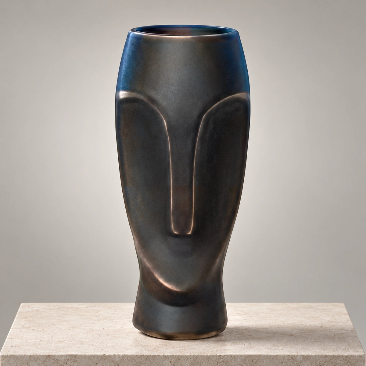 Yüz Figürlü Siyah Polyresin Vazo – YZ04482BL-2