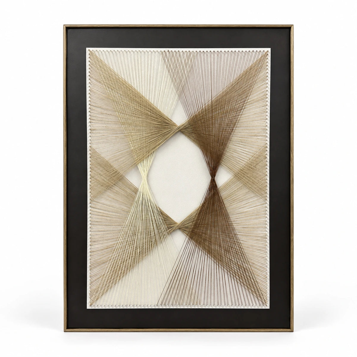 Çerçeveli 3D Geometrik Altın Çizgili Tablo