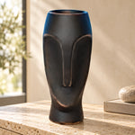 Yüz Figürlü Siyah Polyresin Vazo – YZ04482BL-2