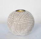 Kafes Desenli Bej Küre Tealight Mumluk – YZ04736BE-2